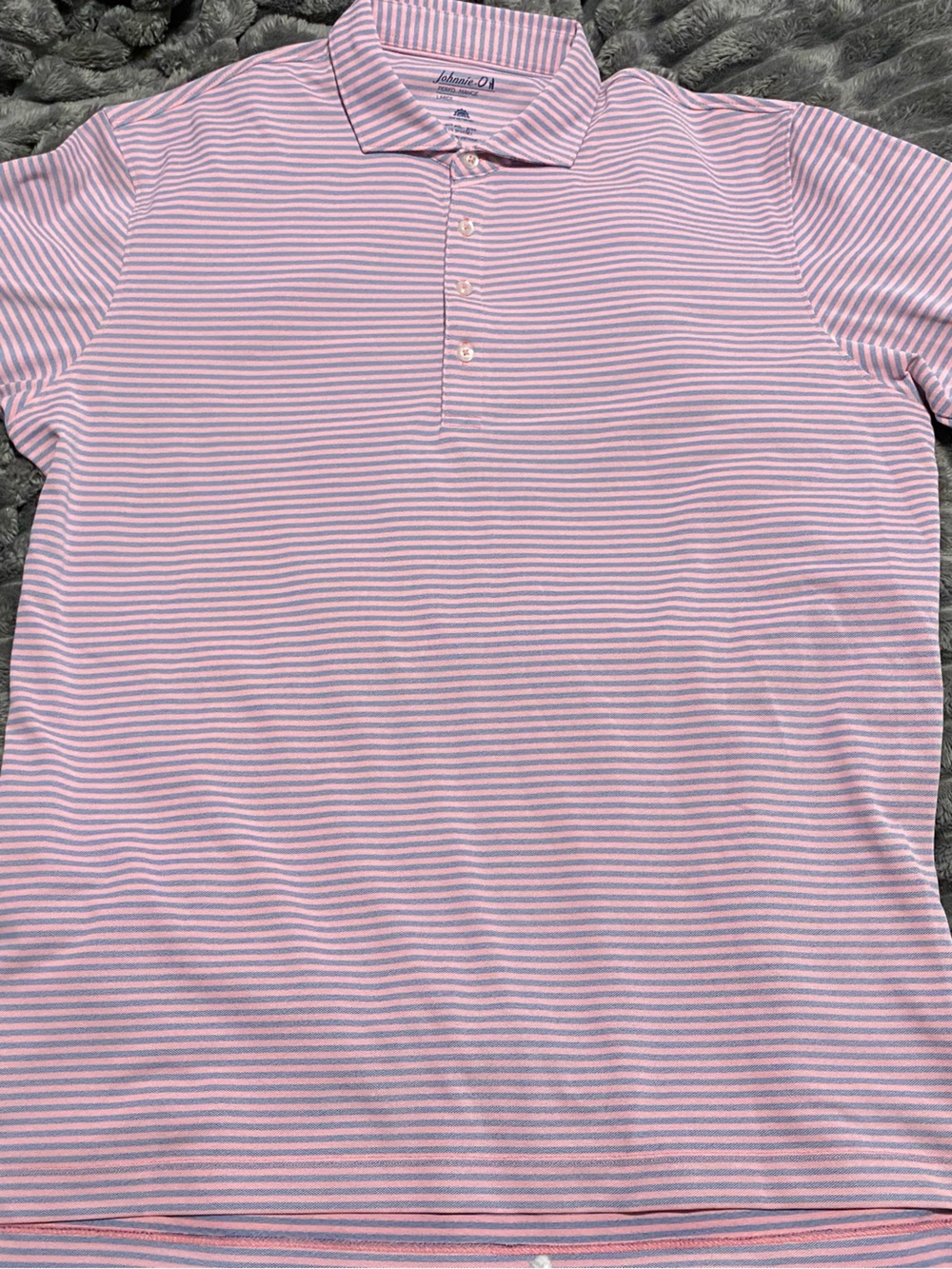 johnnie-O Pink and White Striped Polo